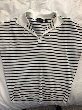 Cyrus Black & White Striped Knit Polo